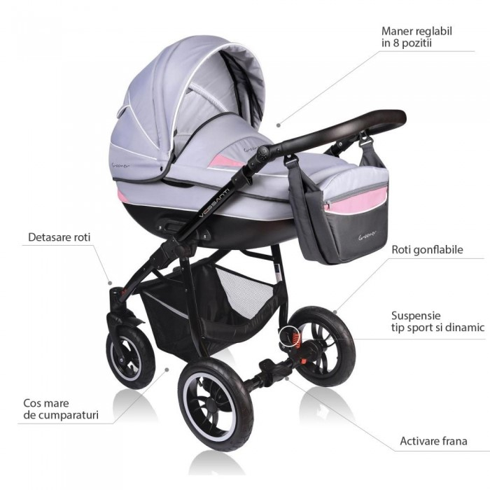 Carucior VESSANTI Crooner 2 in 1 - Pink/Gray [5]
