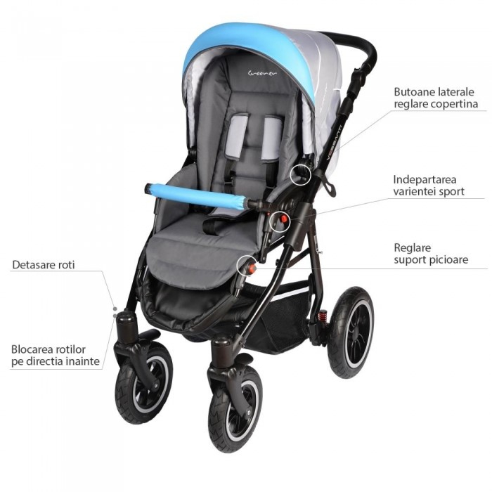 Carucior VESSANTI Crooner 3 in 1 - Blue/Gray [9]