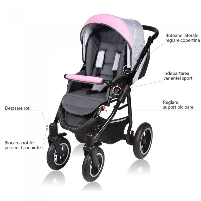 Carucior VESSANTI Crooner 3 in 1 - Pink/Gray [8]