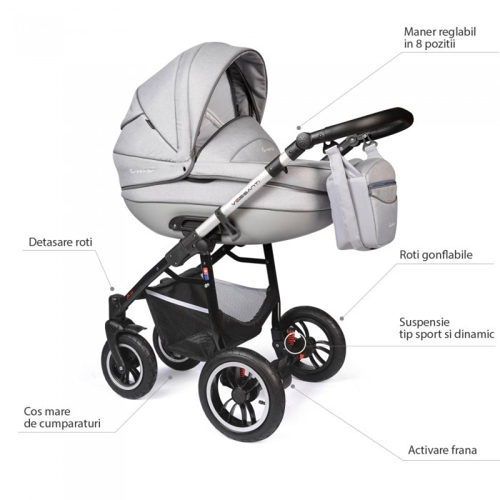 Carucior VESSANTI Crooner Prestige 2 in 1 - Light Gray [9]