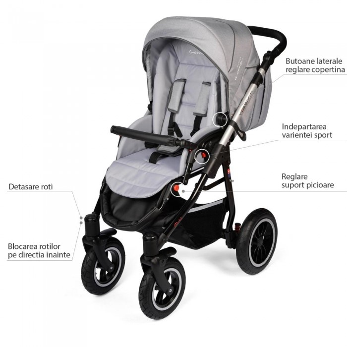 Carucior VESSANTI Crooner Prestige 3 in 1 - Light Gray [14]