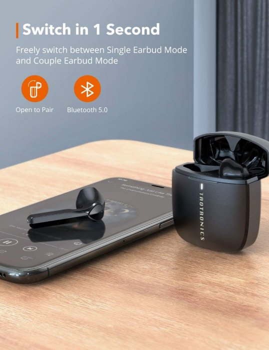 Casti audio In-Ear Taotronics SoundLiberty 92 , True Wireless, Bluetooth 5.0, TWS, Control Smart Touch USB-C, IPX6 [4]