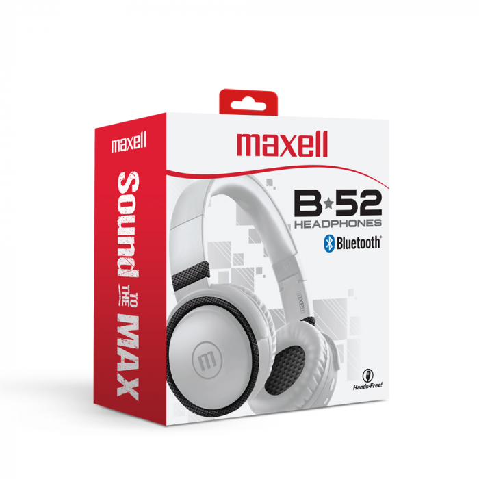 Căști bluetooth fara fir Maxell HP-BTB52, sunet excelent, microfon incorporat - albe [2]