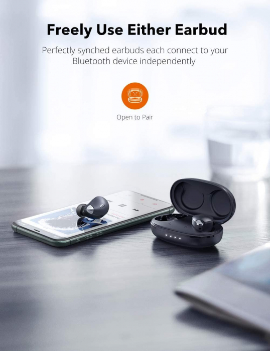 Casti wireless TaoTronics SoundLiberty 79 TWS, sunet puternic si clar, Smart AI Noise Reduction Technology, 30 ore, IPX8, USB-C [2]