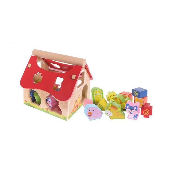 Casuta din lemn si cuburi 2044 Ecotoys [2]