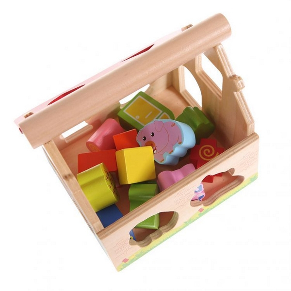 Casuta din lemn si cuburi 2044 Ecotoys [6]