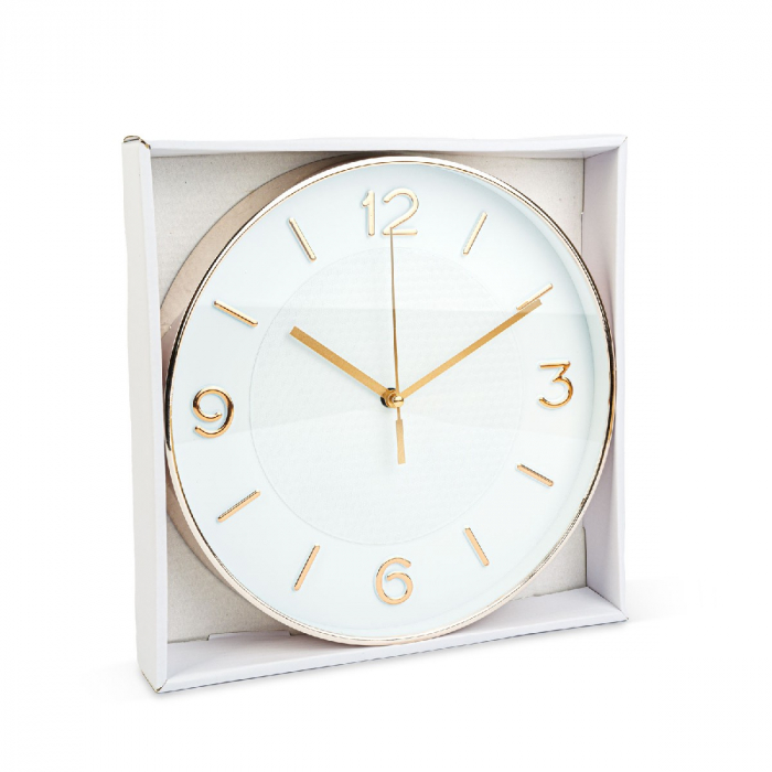 Ceas de perete - 25 cm - plastic, sticlă - 1 x AA - alb [2]