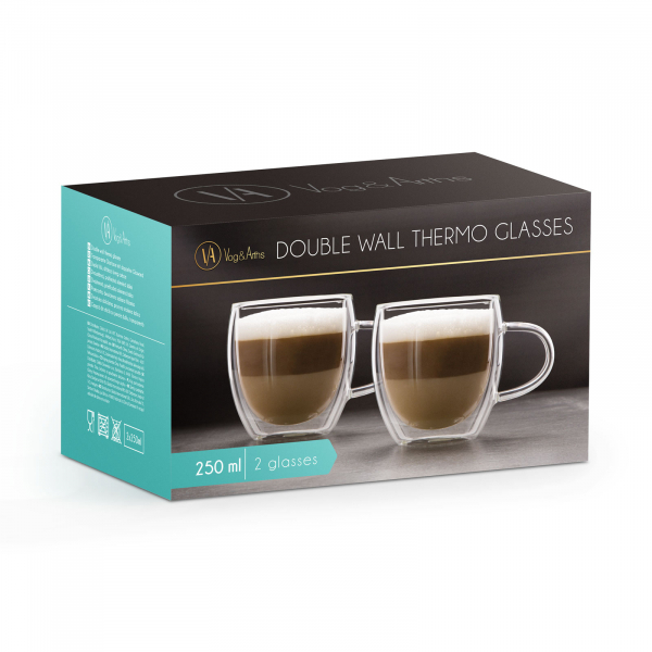 Set ceasca de capuccino din sticla cu perete dublu - 250 ml, 2 buc./pachet [2]