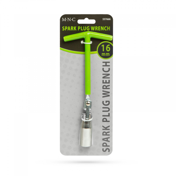 Cheie pentru bujii de 16 mm, maner cauciucat verde, articulat [3]