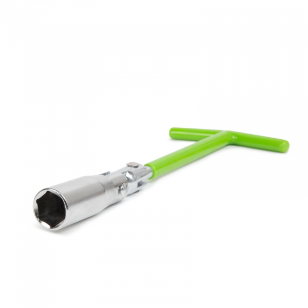 Cheie pentru bujii de 16 mm, maner cauciucat verde, articulat [2]