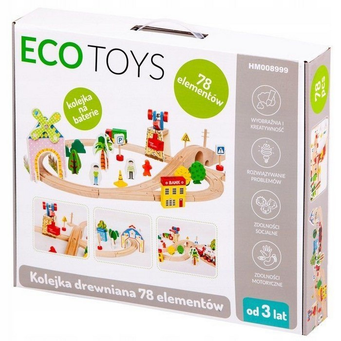 Circuit din lemn cale ferata din 78 piese Ecotoys HM008999 [7]