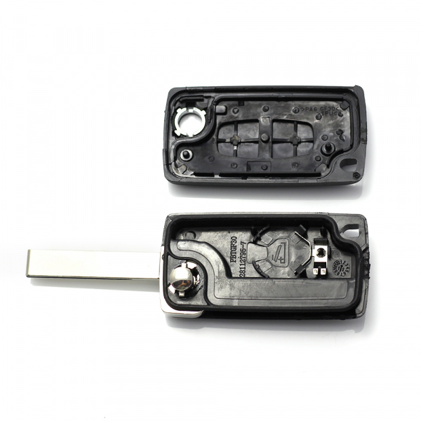 Citroen / Peugeot 407 - Carcasa tip cheie briceag cu 2 butoane, lama HU83-SH2 cu suport baterie [2]