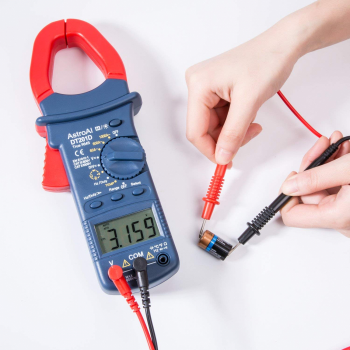 Cleste ampermetric digital AstroAI DT201D, TRMS 6000 Counts, Auto-ranging, Tensiune, Curent AC DC, rezistenta, capacitatea, frecventa, continuitate, Test dioda, Temperatura [6]