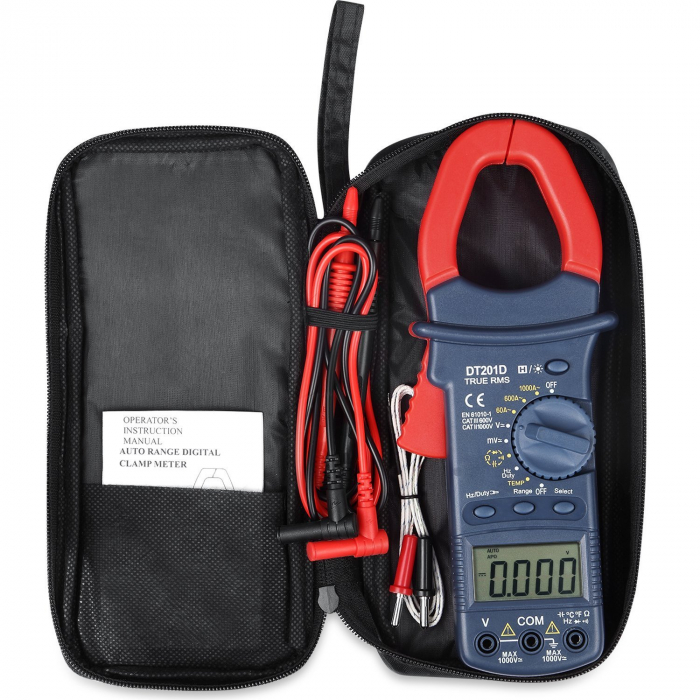 Cleste ampermetric digital AstroAI DT201D, TRMS 6000 Counts, Auto-ranging, Tensiune, Curent AC DC, rezistenta, capacitatea, frecventa, continuitate, Test dioda, Temperatura [4]