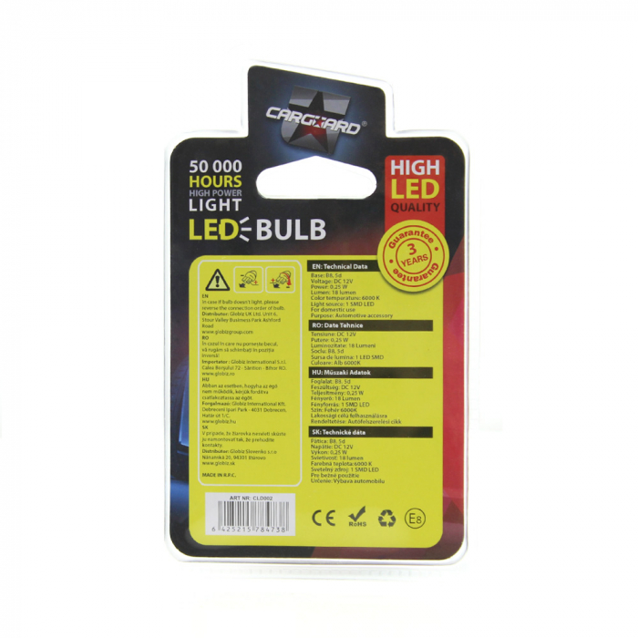 Set 2 becuri led pentru iluminat bord auto CLD002, 12v, 0.25W | CARGUARD [5]