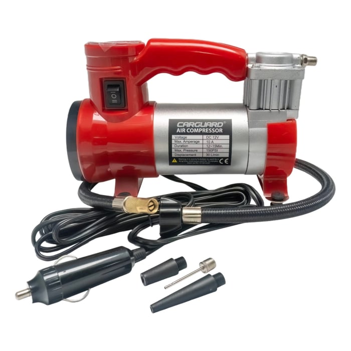 Compresor auto 12V Carguard – 30 L/min – 150 PSI – carcasă metal + LED frontal [1]