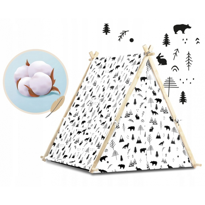 Cort de joaca pentru copii cu 2 pernite si lampa tip bec suspendat, Ricokids 740500, 107 X 116 X 110 cm - Alb [3]