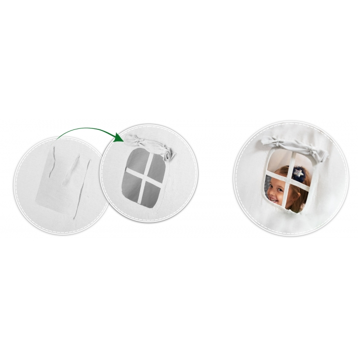 Cort de joaca pentru copii cu ghirlanda, 3 pernite si lampa LED cactus, Ricokids 740402, 120 X 120 X 165 cm - Alb [6]