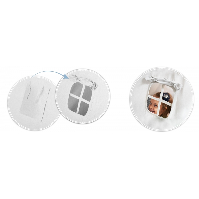 Cort de joaca pentru copii cu ghirlanda, 3 pernite si lampa LED norisor, Ricokids 740401, 120 X 120 X 165 cm - Gri [5]