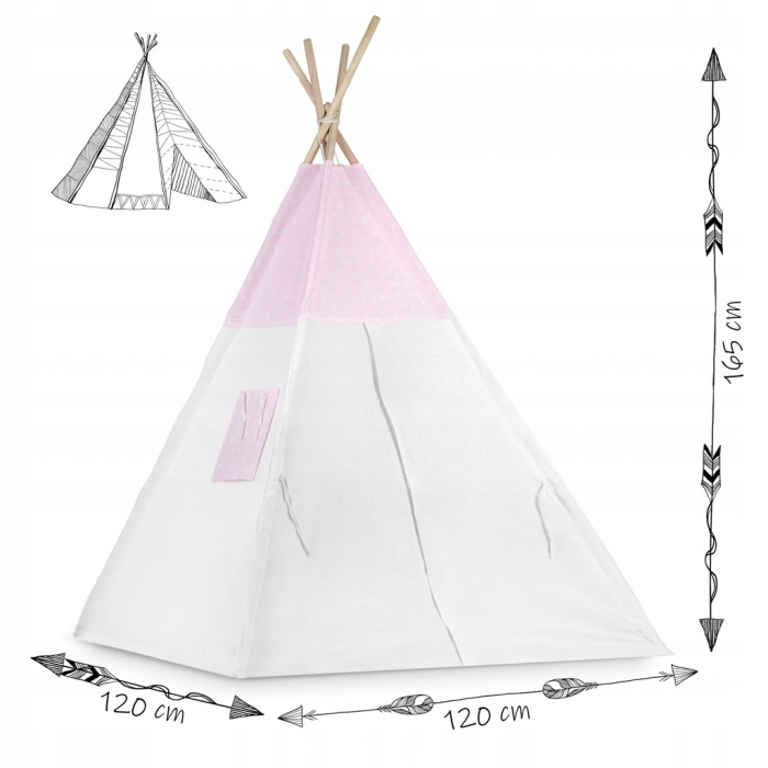 Cort de joaca pentru copii cu ghirlanda, 3 pernite si lampa LED unicorn, Ricokids 740403, 120 X 120 X 165 cm - Roz [6]