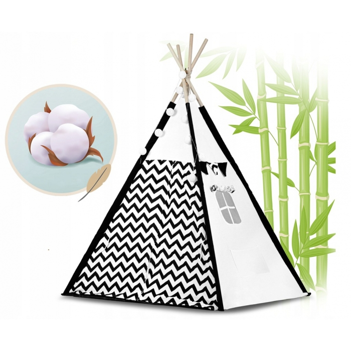 Cort de joaca pentru copii cu ghirlanda,lumini si 2 pernite Ricokids 740005, 120 X 120 X 165 cm - Panda [3]