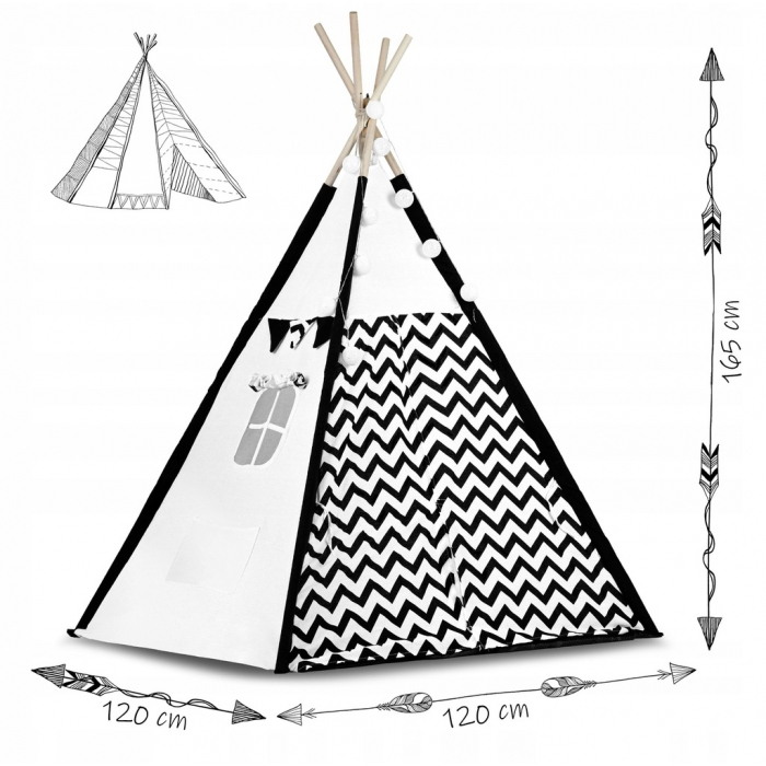 Cort de joaca pentru copii cu ghirlanda,lumini si 2 pernite Ricokids 740005, 120 X 120 X 165 cm - Panda [8]