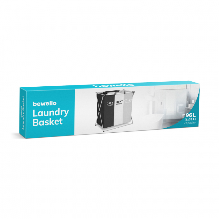 Cos de rufe din stofa, cu cadru metalic pliabil si comparimente separate, capacitate 96 litri - 65 x 37 x 58 cm [2]