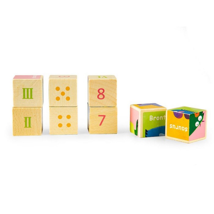 Cuburi educationale din lemn tip puzzle cu dinozauri Ecotoys MA442 [5]