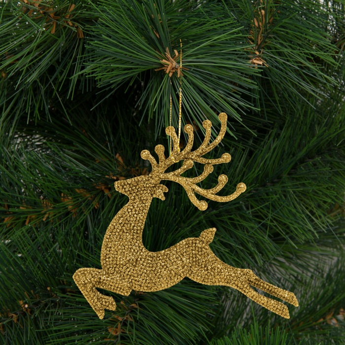 Decor de brad- ren cu sclipici - 12 cm - roșu / auriu / argintiu - 4 piese / pachet [2]