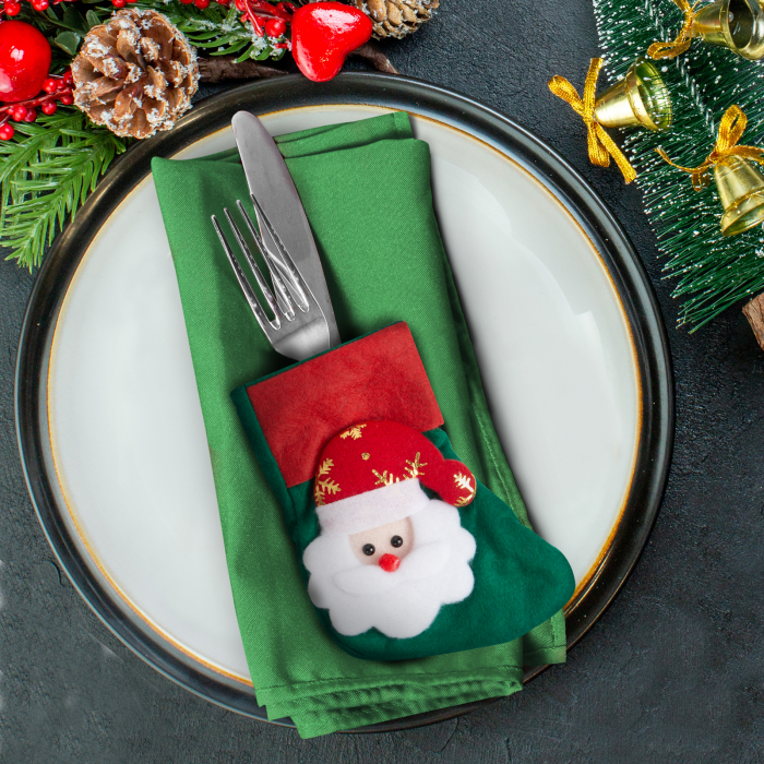 Decor tacâmuri de Crăciun - Cizmă cu Moș Crăciun - 12 cm - 2 tipuri - 2 buc./pachet [3]