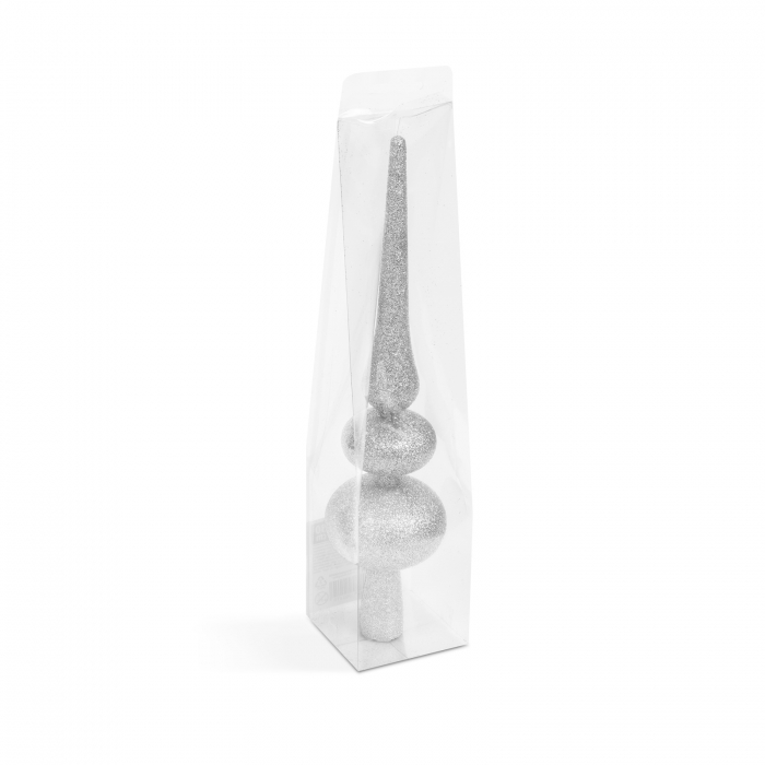 Decor vârf de brad de Crăciun - argintiu, sclipitor - 30 x 7 cm [1]