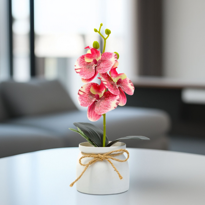 Decorațiune cu plantă artificială – Orhidee roz – 20 x 9 cm [2]