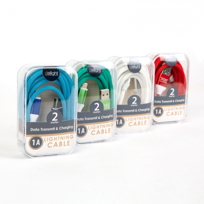 Delight - Cablu de date - iPhone \"lightning\", 2 m, silicon, 4 culori [6]