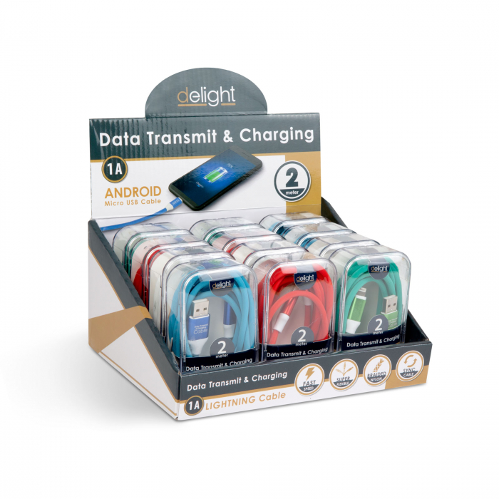 Delight - Cablu de date - iPhone \"lightning\", 2 m, silicon, 4 culori [7]