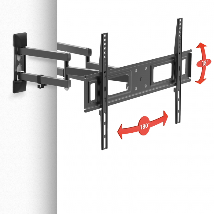 Consola suport de perete pentru TV, rabatabil si rotativ, cu brat dublu, montabila pe colt interior si exterior, diagonala 40” - 80\" - Delight [5]