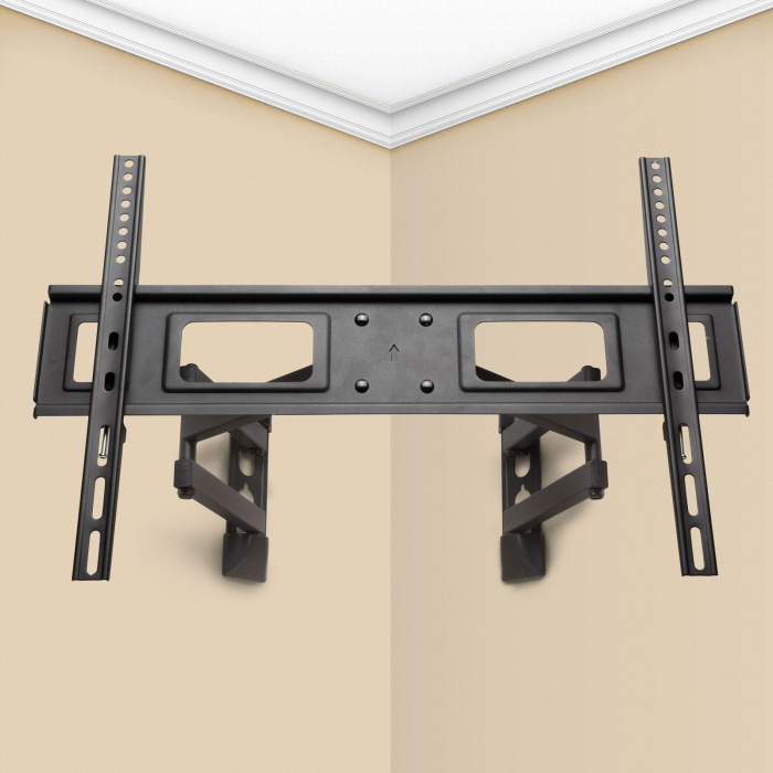Consola suport de perete pentru TV, rabatabil si rotativ, cu brat dublu, montabila pe colt interior si exterior, diagonala 40” - 80\" - Delight [3]