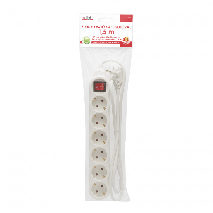 Delight - Prelungitor cu distribuitor 6 prize, cu intrerupător - 1,5 m [2]