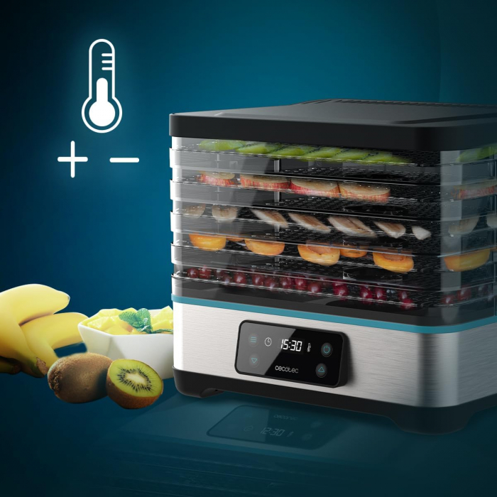 Deshidrator cu 5 tavi Cecotec VitaDry Pro, inaltime reglabila, ecran digital, Timer, 35-70  C [7]