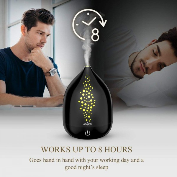 Difuzor aroma cu Ultrasunete Anjou AJ-AD006, 200ml, 13W, LED 7 culori, oprire automata - Negru [3]