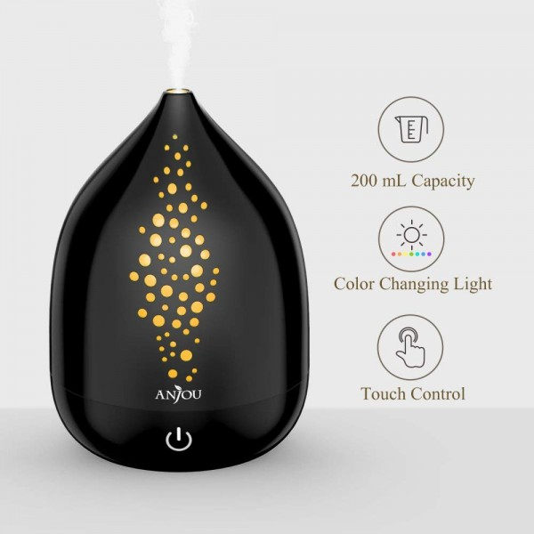 Difuzor aroma cu Ultrasunete Anjou AJ-AD006, 200ml, 13W, LED 7 culori, oprire automata - Negru [4]
