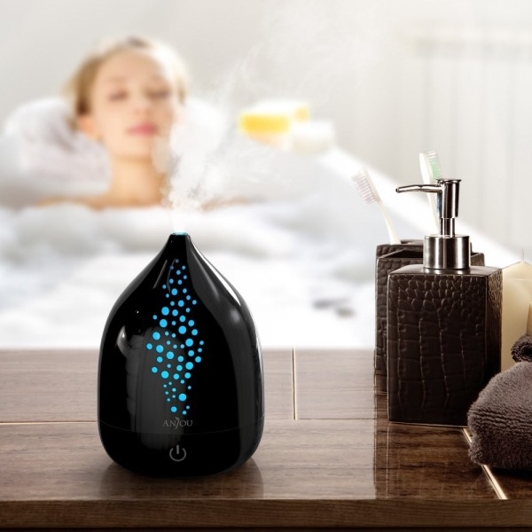 Difuzor aroma cu Ultrasunete Anjou AJ-AD006, 200ml, 13W, LED 7 culori, oprire automata - Negru [2]