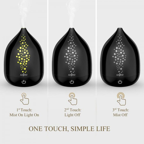 Difuzor aroma cu Ultrasunete Anjou AJ-AD006, 200ml, 13W, LED 7 culori, oprire automata - Negru [5]