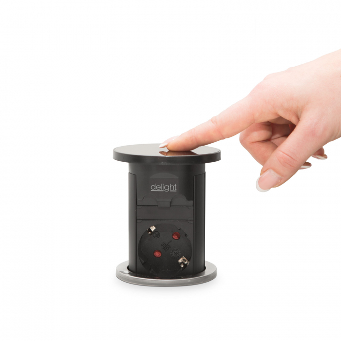 Distribuitor ascuns motorizat cu 3 prize si 2 USB - 3500w, 16A - negru [2]