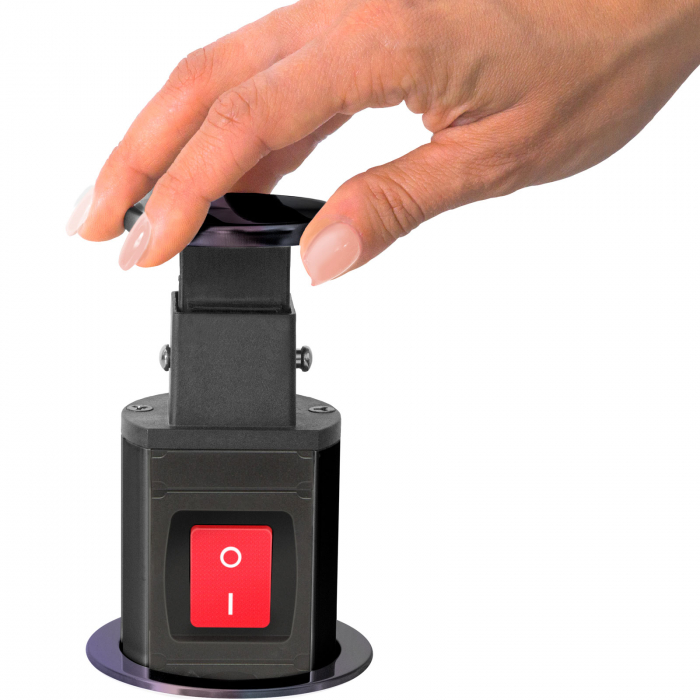 Distribuitor electric ascuns cu 3 prize si intrerupator1,5 m - negru lucios - Delight [3]