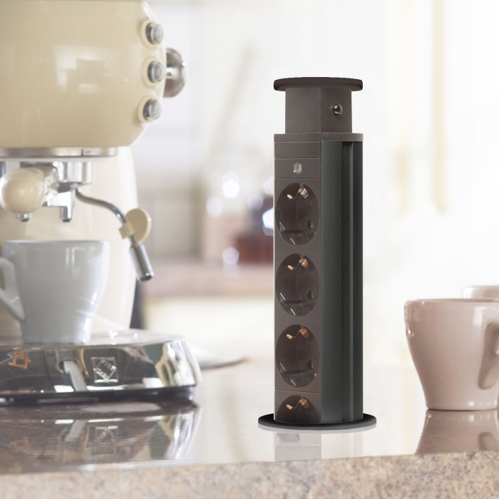 Distribuitor electric camuflabil birou, carcasa metalica cu 4 prize, 220v, 3500W - Delight [2]