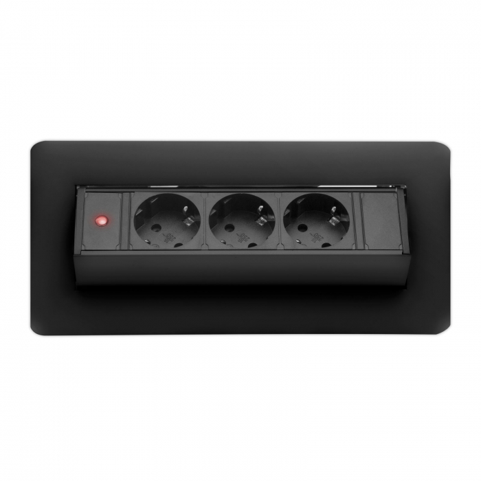 Distribuitor negru, FLIP UP camulflabil birouu, basculant 3 prize 220 V [2]