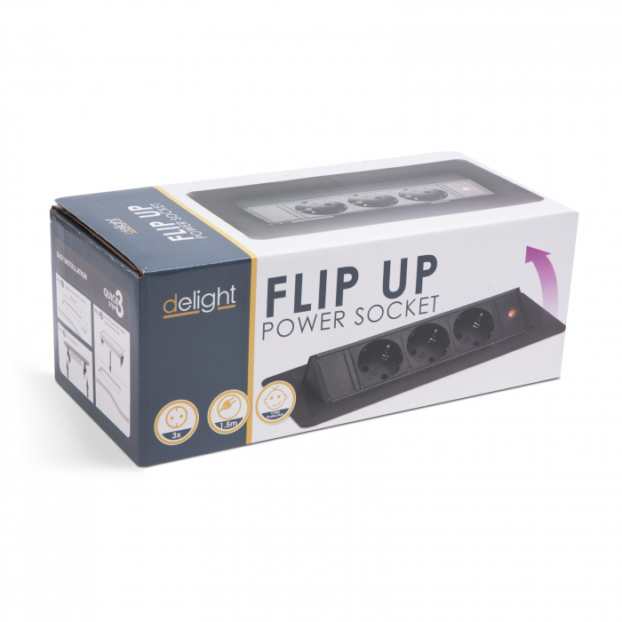 Distribuitor negru, FLIP UP camulflabil birouu, basculant 3 prize 220 V [6]