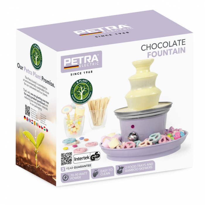 Fantana ciocolata Petra, 3 niveluri, 90 W, 2 tavi, tepuse bambus [8]