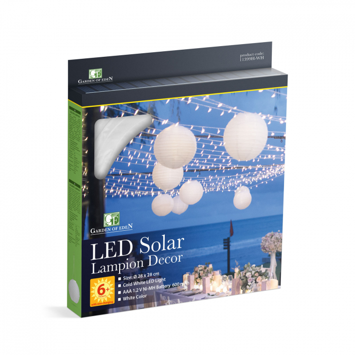 Felinar lampion solar - alb - LED alb rece - 28 cm [3]