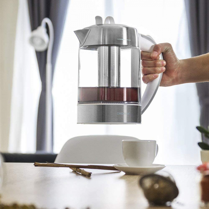Fierbator cu filtru de ceai 2 in 1 Cecotec ThermoSense 370 Clear, 2200 W, 1.7L, Inox, oprire automata [6]